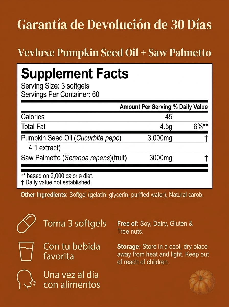 Vevluxe® Softgels de Aceite de Semilla de Calabaza